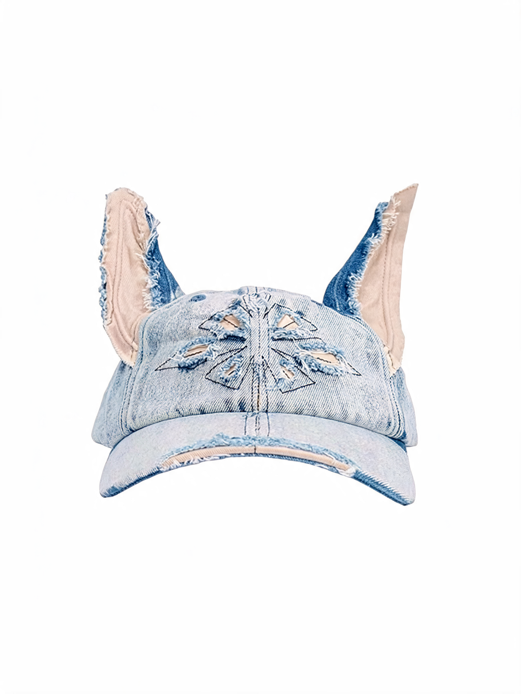 Y2K Washed Denim Kasket med Doberman-ører